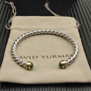 David Yurman Cable Classics Silver Green Twisted Two-Tone Metal Bracelet