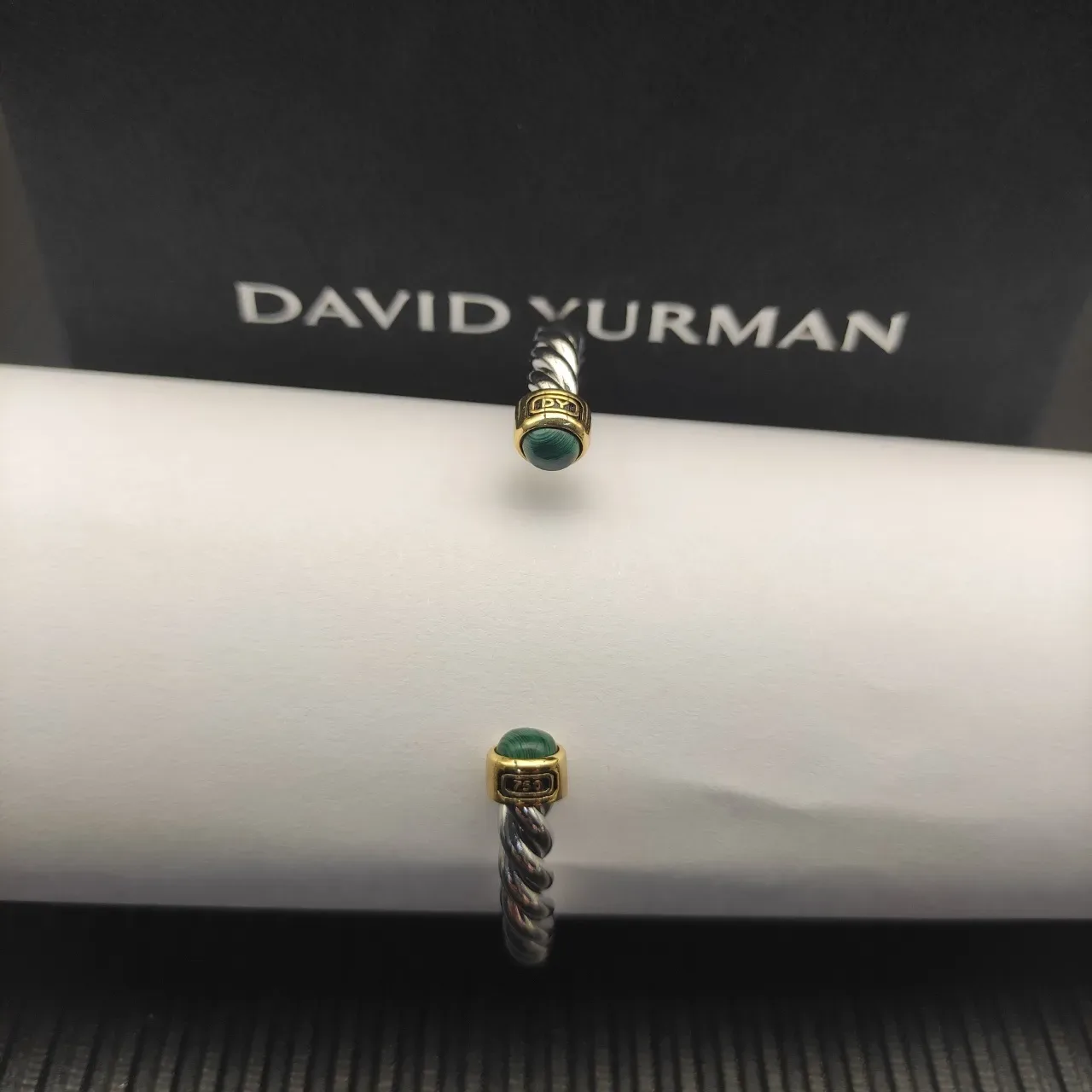 David Yurman Cable Classics Silver Green Twisted Two-Tone Metal Bracelet 5