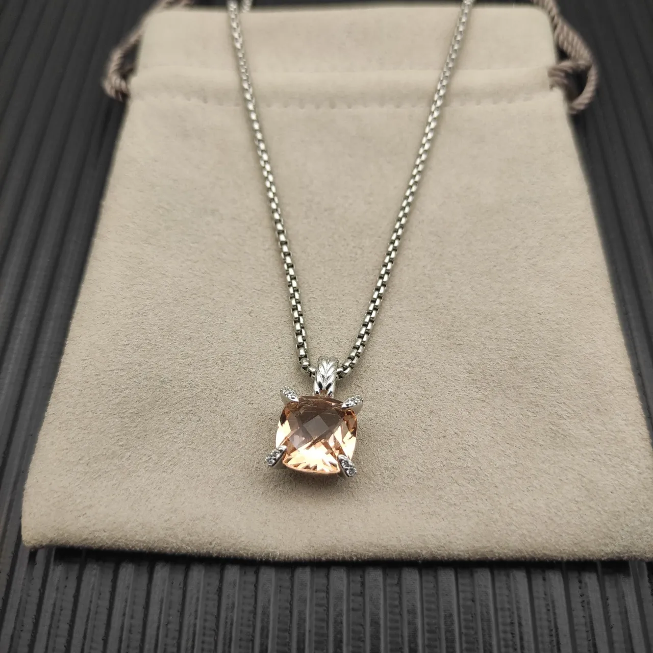 David Yurman Cable Collectibles কুশন-কাট মরগানাইট পেন্ডেন্ট নেকলেস 9