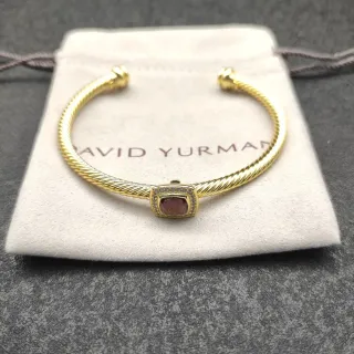 David Yurman سوار ذهبي بنفسجي سلك ملتوي بيزل مربع
