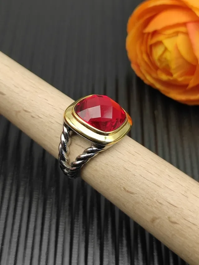 David Yurman 红金 枕形宝石 双色金属镶嵌 戒指 8