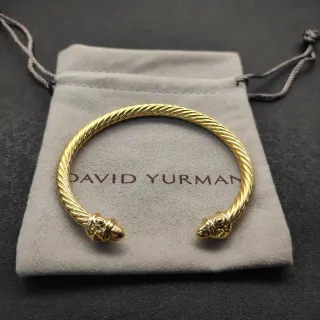 David Yurman Brazalete Abierto con Cable Trenzado y Cabeza de Serpiente