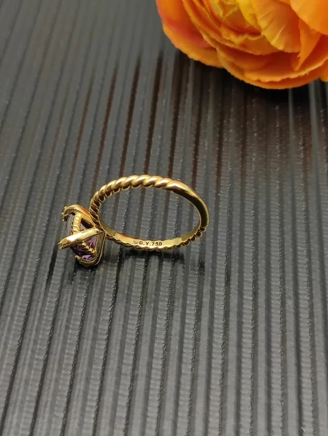 David Yurman Twisted Rope Band Square Amethyst Ring 7
