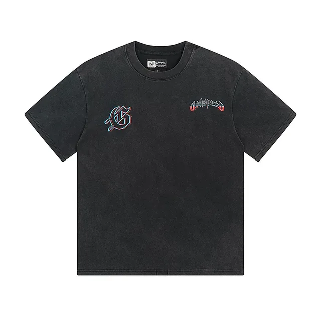 Distressed Black Graphic-Print Oversized T-Shirt 2