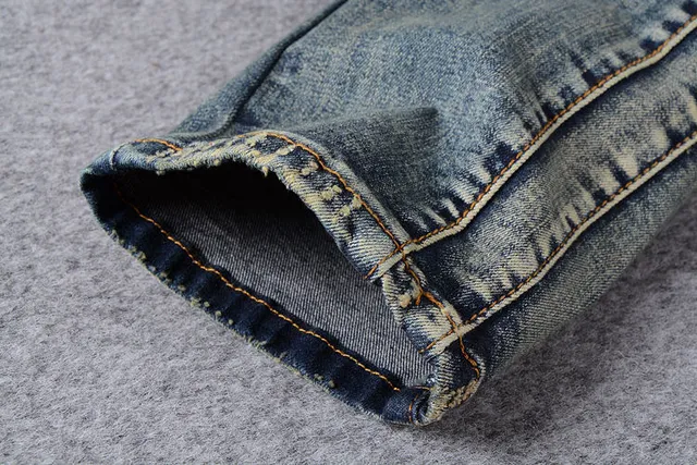 Distressed Moto-Panelled Zip-Pocket Blue Jeans 3