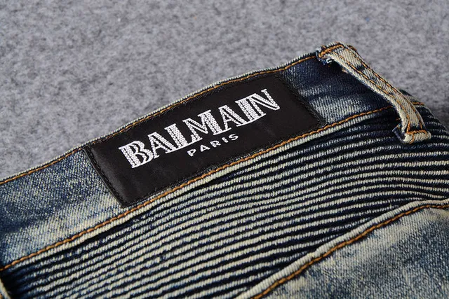 Distressed Moto-Panelled Zip-Pocket Blue Jeans 6