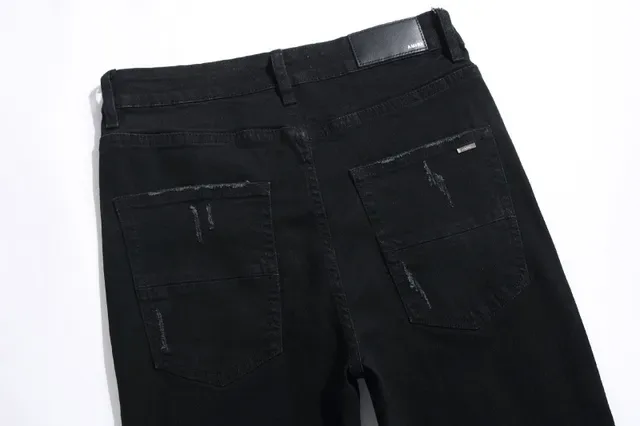 Distressed Slim-Fit Black Denim Jeans 5
