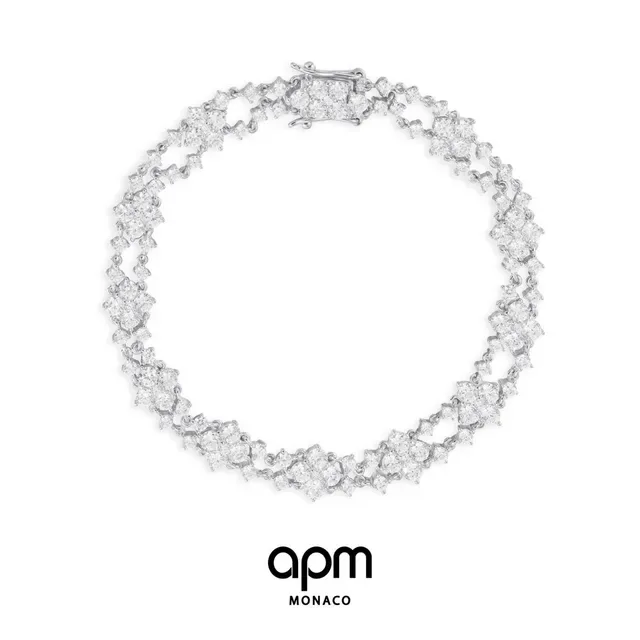 Bracelete dupla fila floral pavê tom prata 2