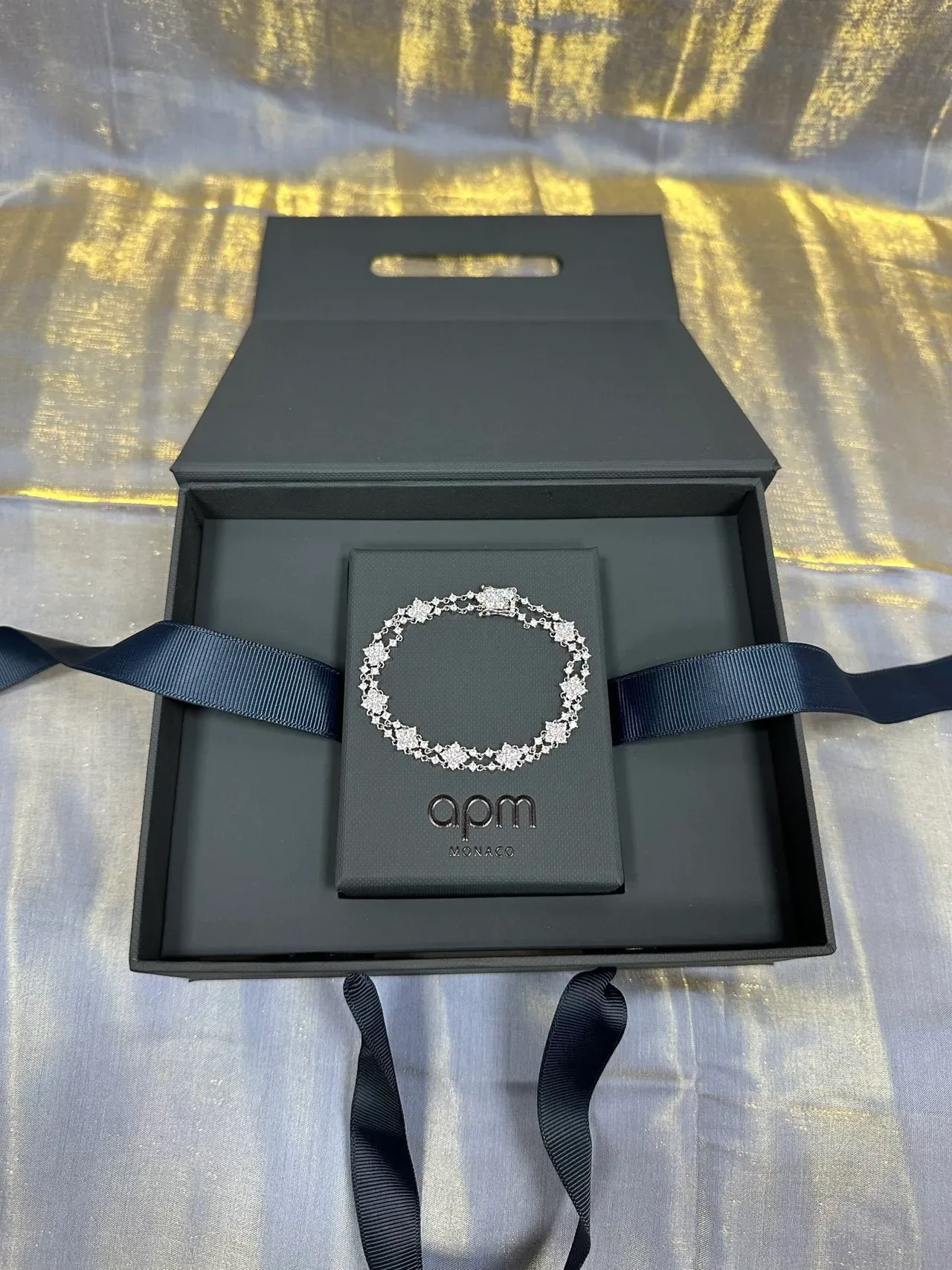 Bracelete dupla fila floral pavê tom prata 5
