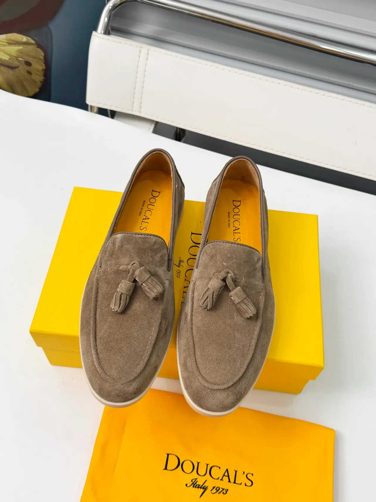 DOUCAI Brown Beige Suede Upper Tassel Detail Loafer 5