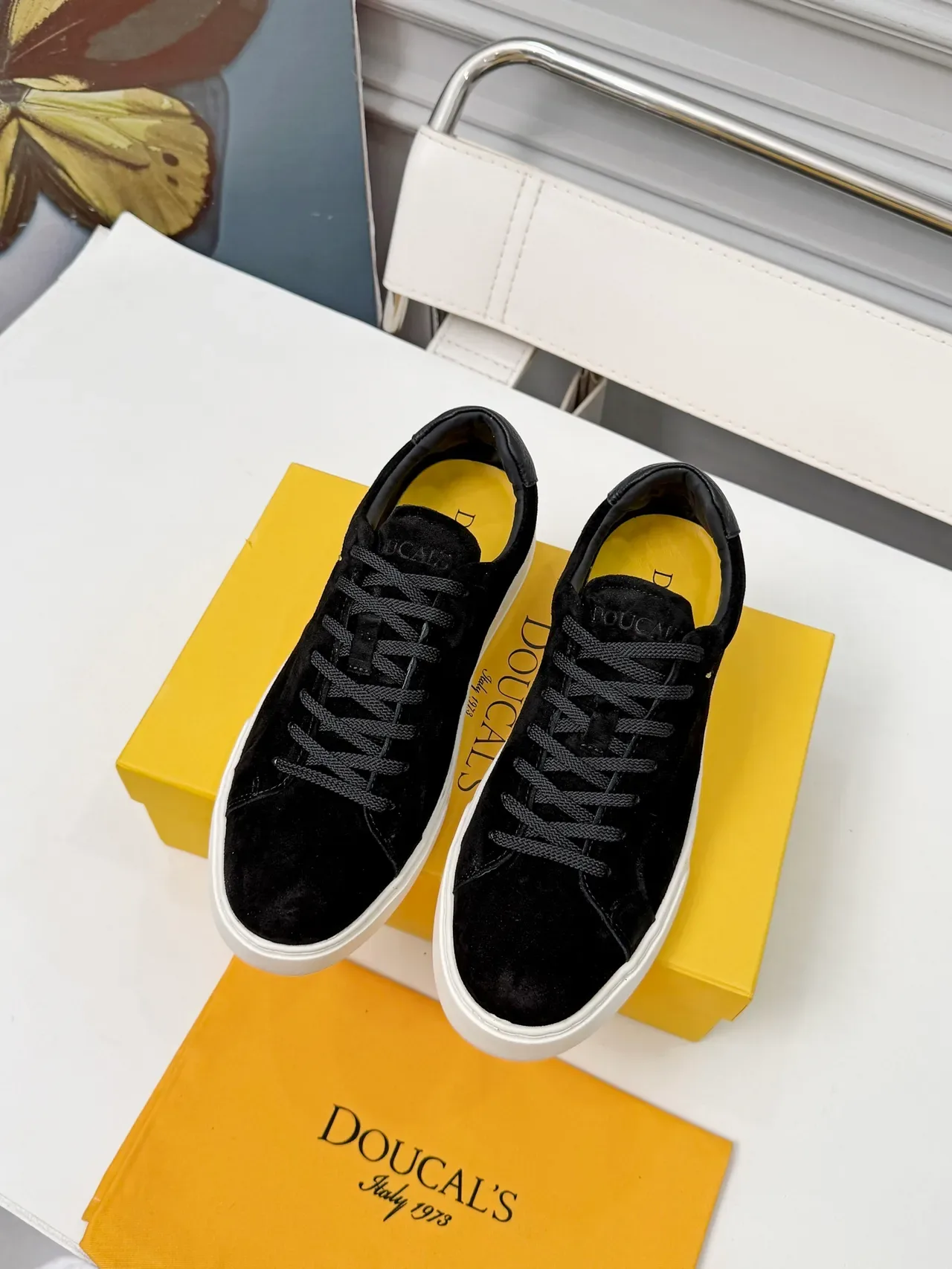 DOUCAI'S Black Suede Low-Top Lifestyle Sneakers 5