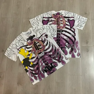 T-shirt oversize DUAA blanc et violet à imprimé graphique