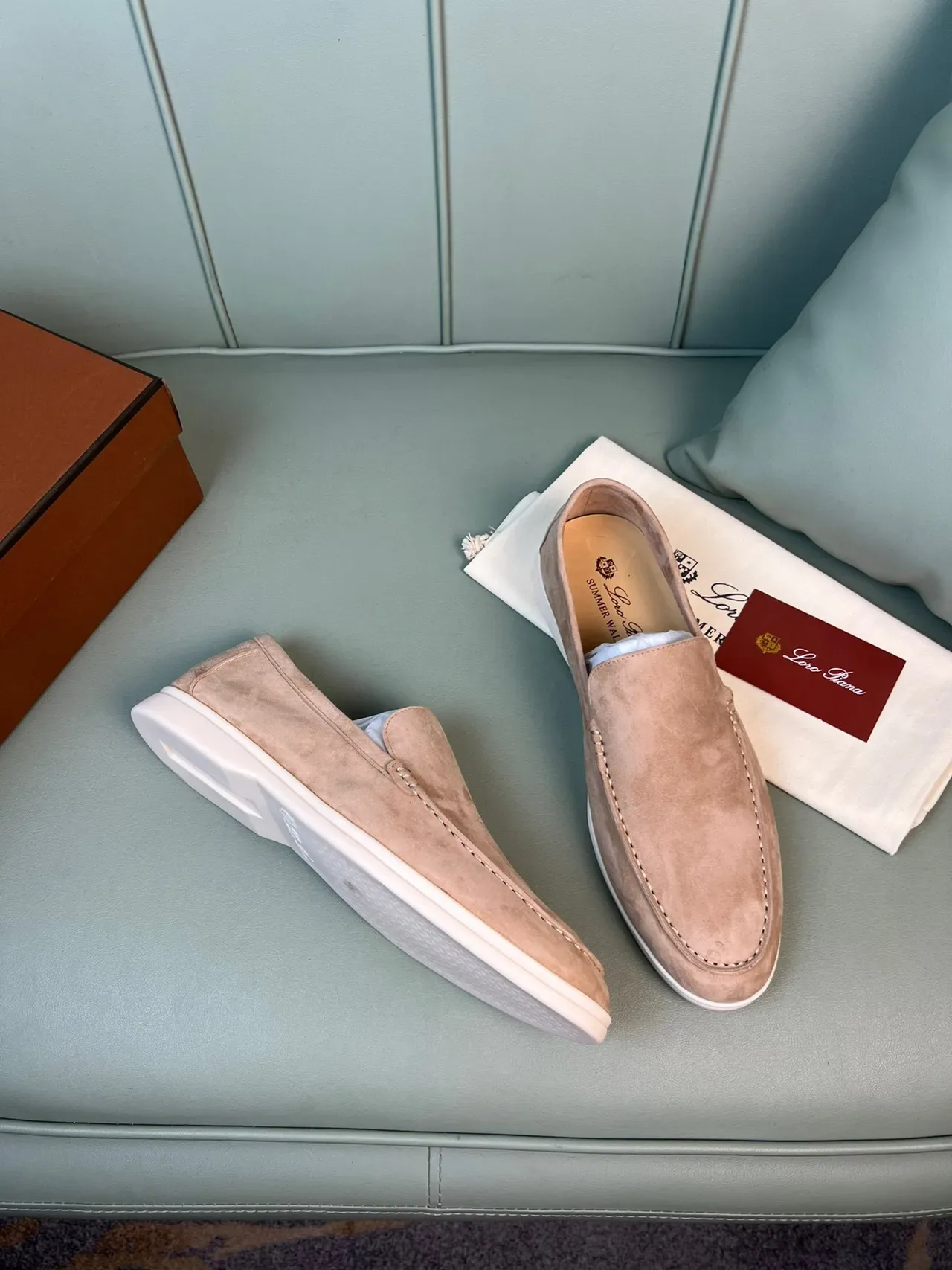 Mocas moc-toe slip-on de ante rosa polvoriento 5