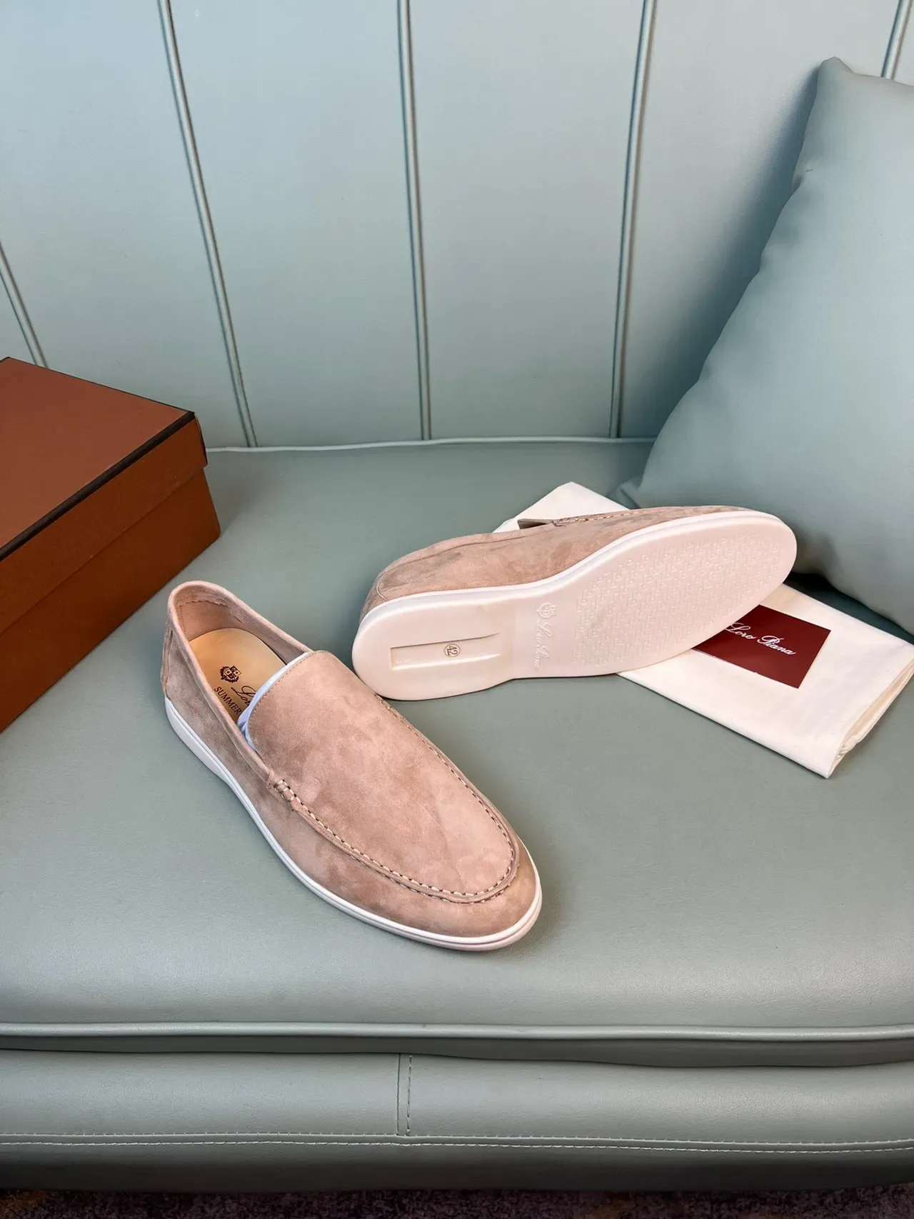 Mocas moc-toe slip-on de ante rosa polvoriento 7