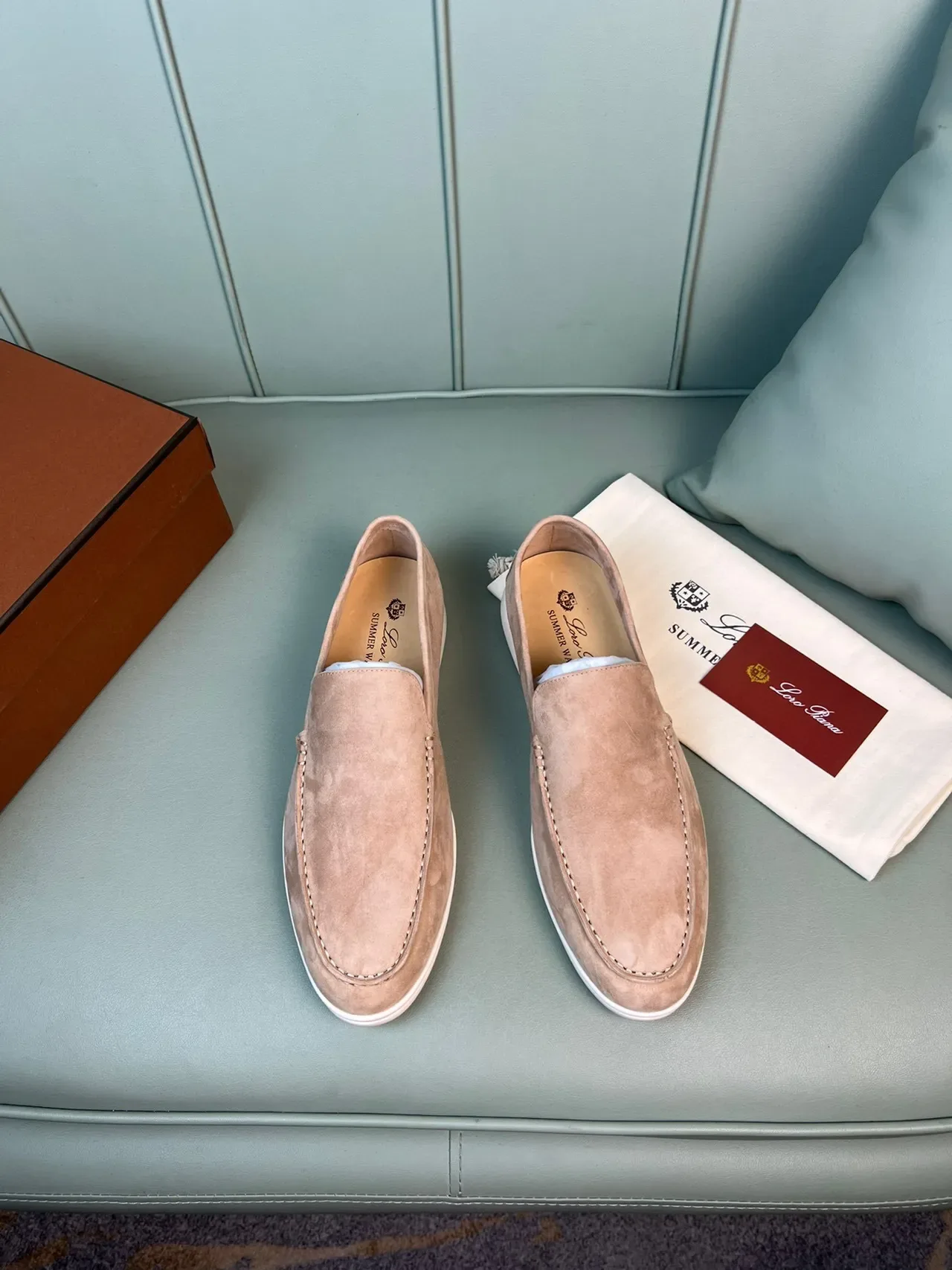 Mocas moc-toe slip-on de ante rosa polvoriento 9
