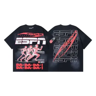 Camiseta oversized negra con estampado gráfico ESPN