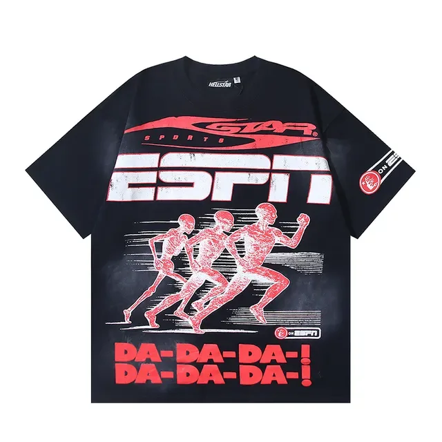 ESPN Graphic Print Oversized Black T-Shirt 2
