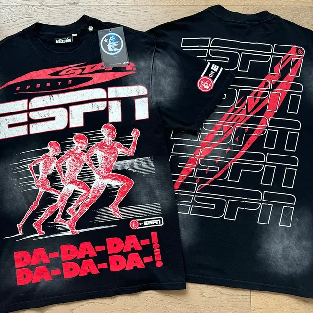 ESPN Graphic Print Oversized Black T-Shirt 7
