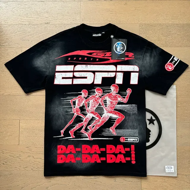 ESPN Graphic Print Oversized Black T-Shirt 9