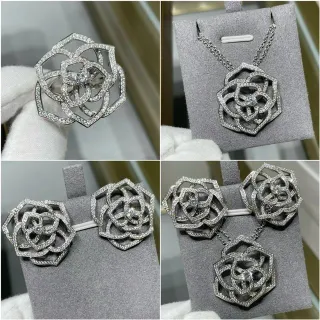 Floral Openwork Pavé-Set Silver-Tone Ring