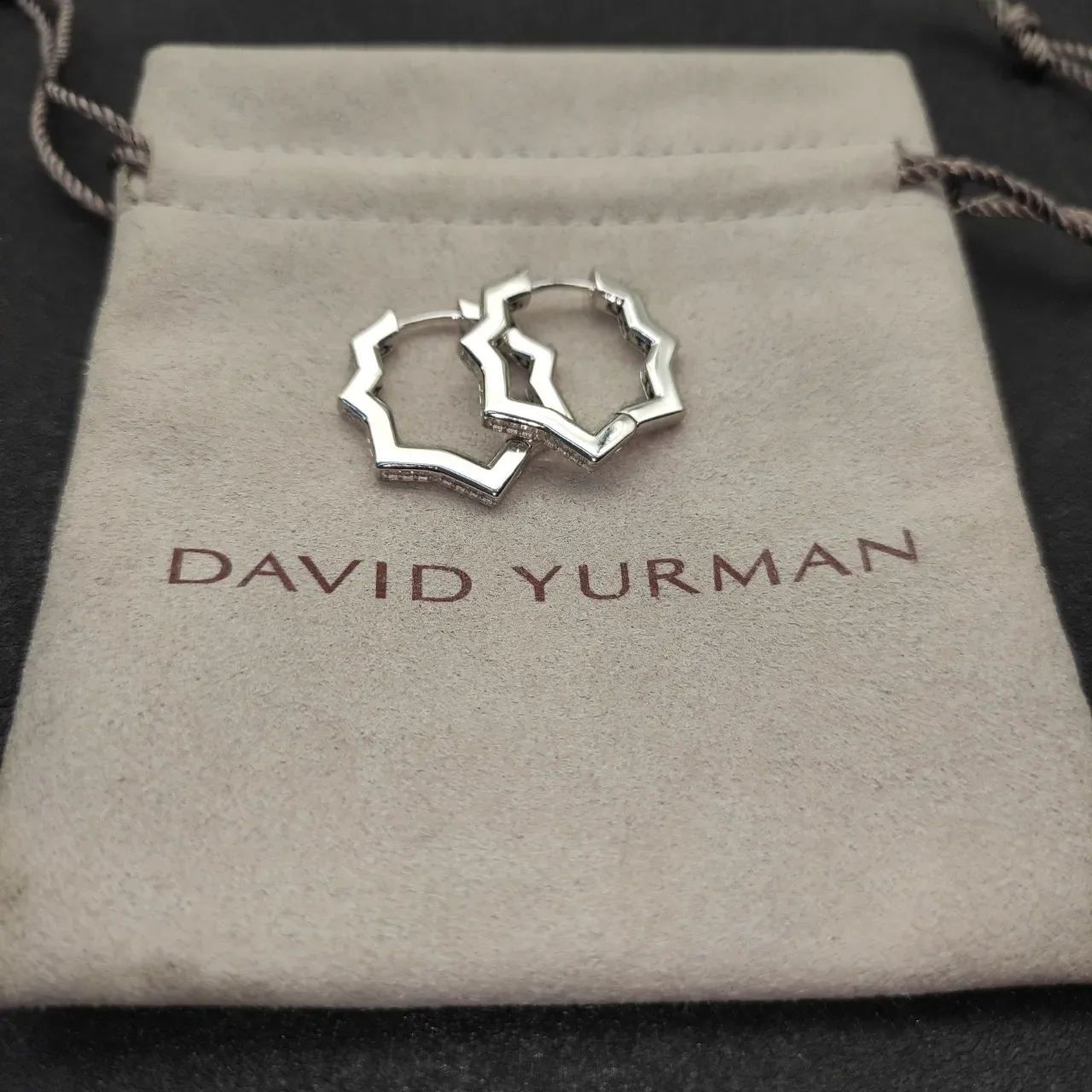 Geometric Faceted Pavé Hoop Earrings 9