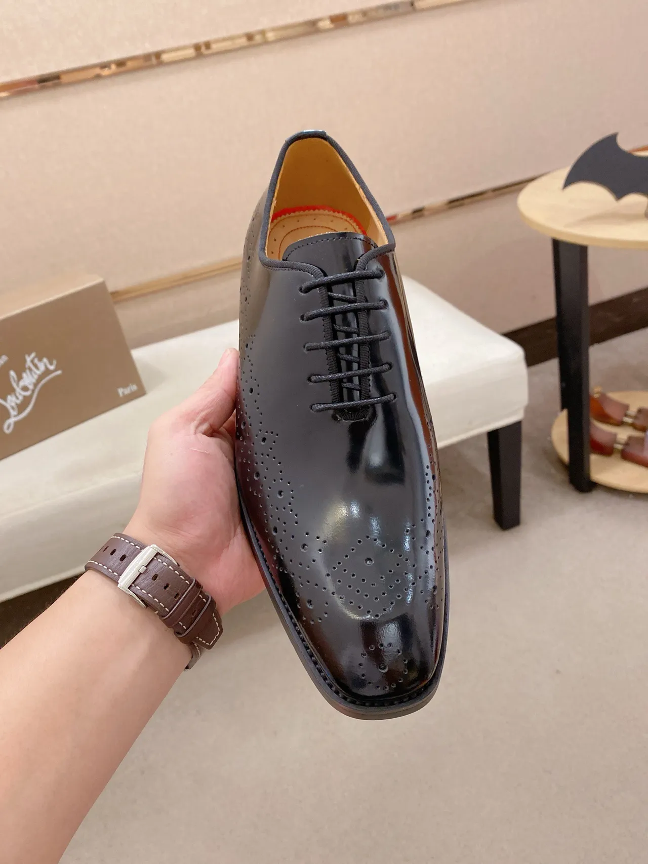 Brogues de cuero negro brillante full brogue wingtip cap toe 2