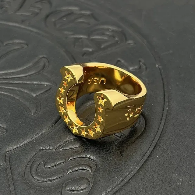 Gold and Silver Star-Embellished Horseshoe Rings 4