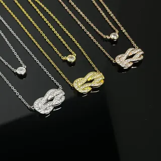 سلاسل نغمة ذهبية وفضية Pave Knot و Solitaire Stone