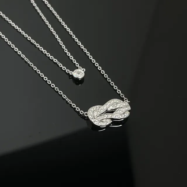 Colliers de ton doré et argenté Pave Knot et Solitaire Stone 4