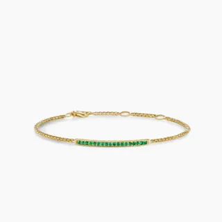 Pulsera Cadena Dorada Verde Barra Horizontal