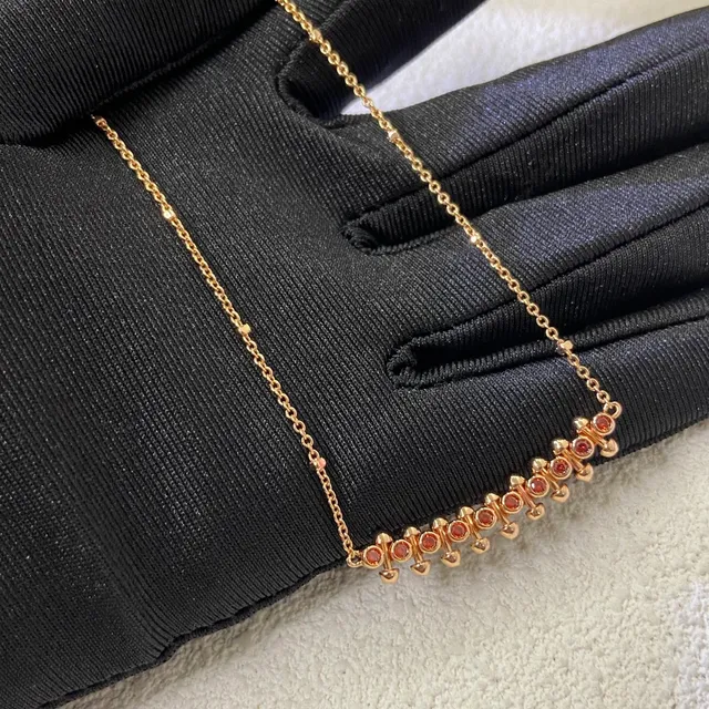 Gold Red Chain Horizontal Bar Motif Necklace 4