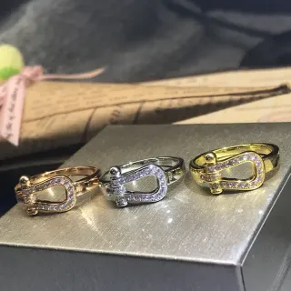 金银色扣形帕维晶石戒指