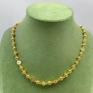 Collier Chaîne Or et Argent Design Perles Alternées