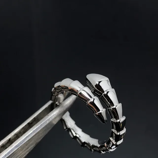 Gold Silver Segmented Serpent Design Articulated Coil Structure Ring 4