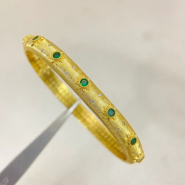 Gold Textured Starburst Gemstone Bangles Bracelets 8