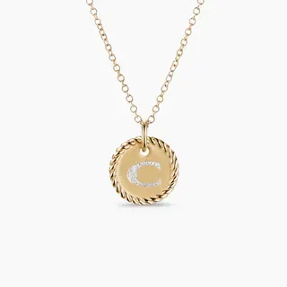 সোনালি রোপ-এজ আদ্যাক্ষর C Pavé ডিস্ক হার
