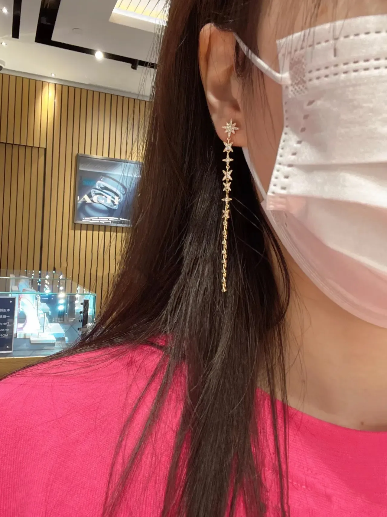 Gold-Tone Star Crystal Drop Earrings 3