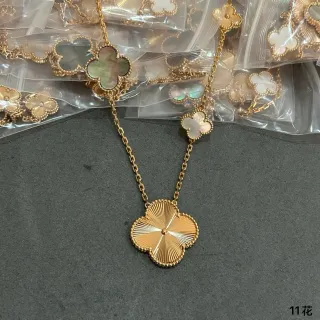 Collier Chaîne Or Blanc Pendentifs Trèfle