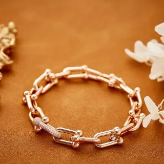 Gold White Rose Chain-Link Spherical Bead Accents Bracelet