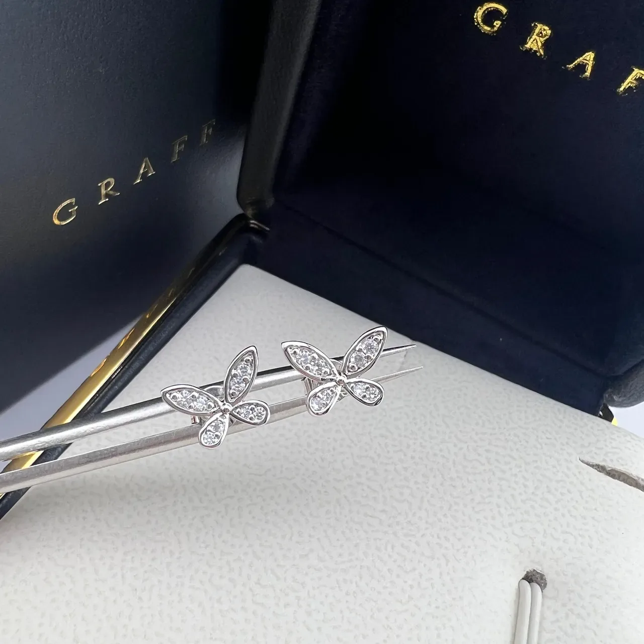 Graff Butterfly Pavé Stud Earrings 2