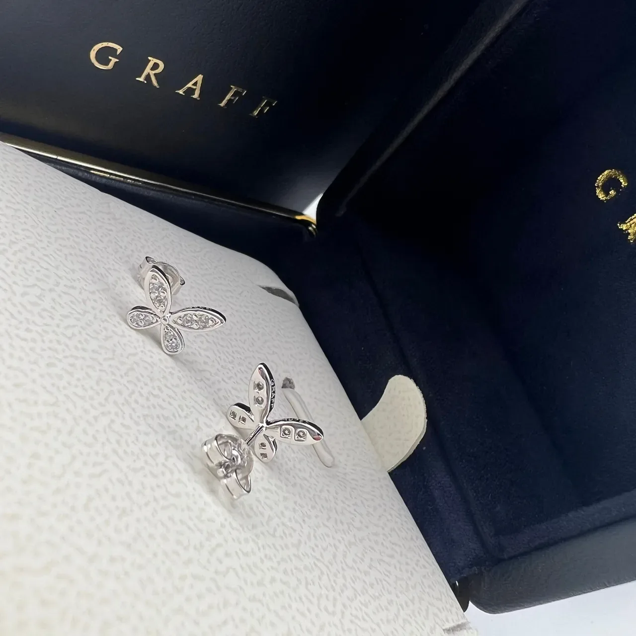 Graff Butterfly Pavé Stud Earrings 5