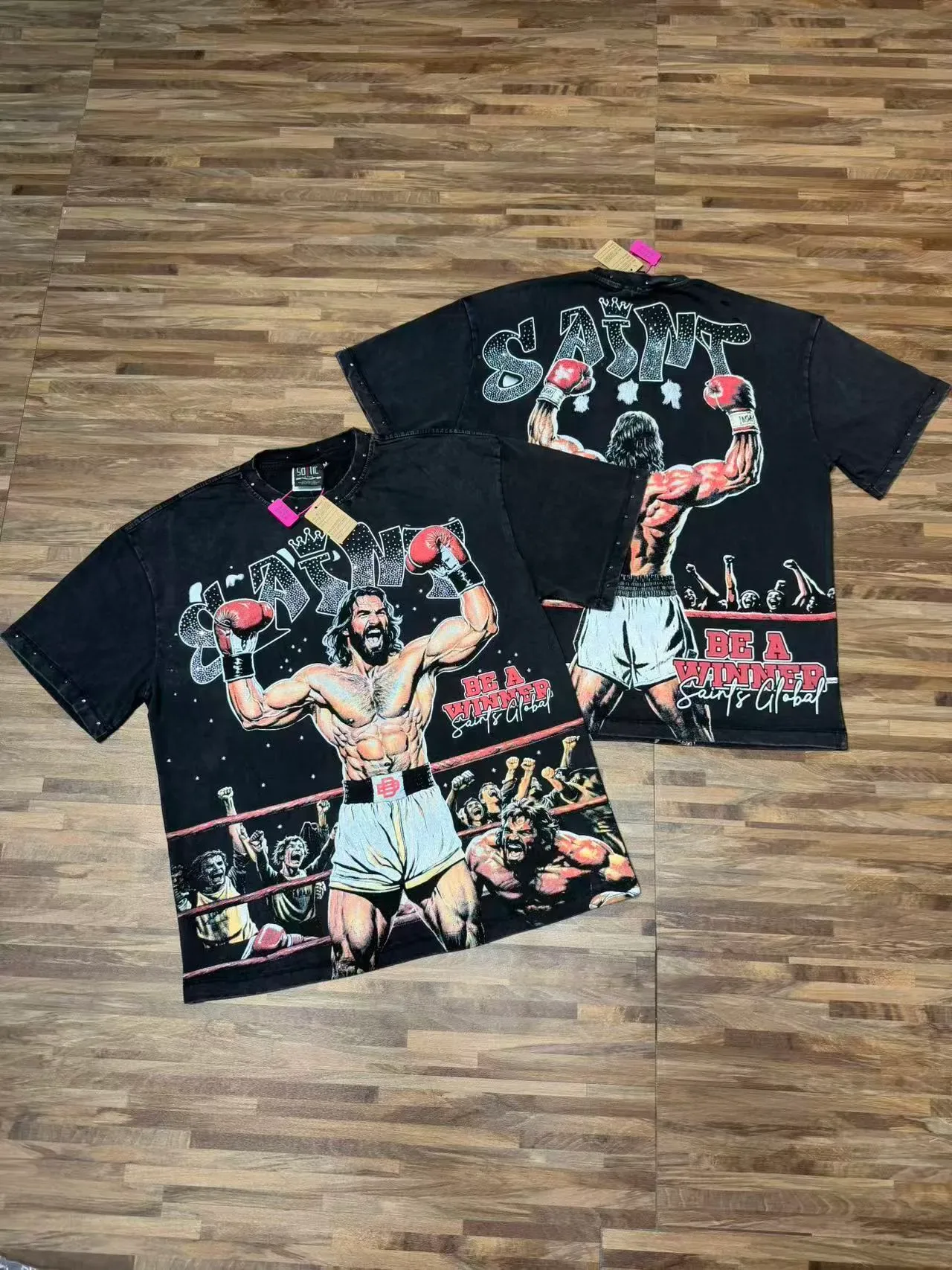 Graphic Boxing Print Distressed T-Shirt 5