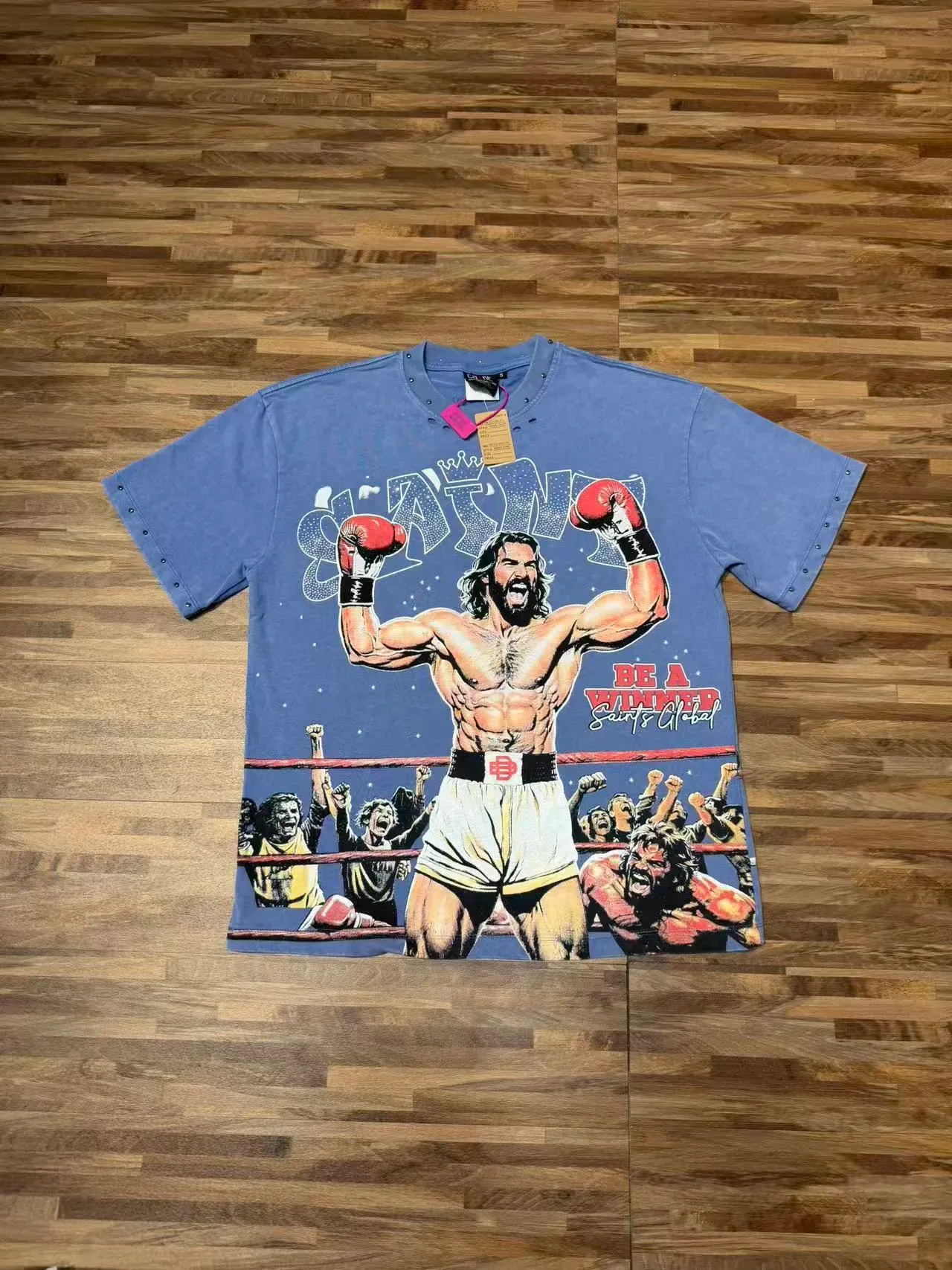 Graphic Boxing Print Distressed T-Shirt 6