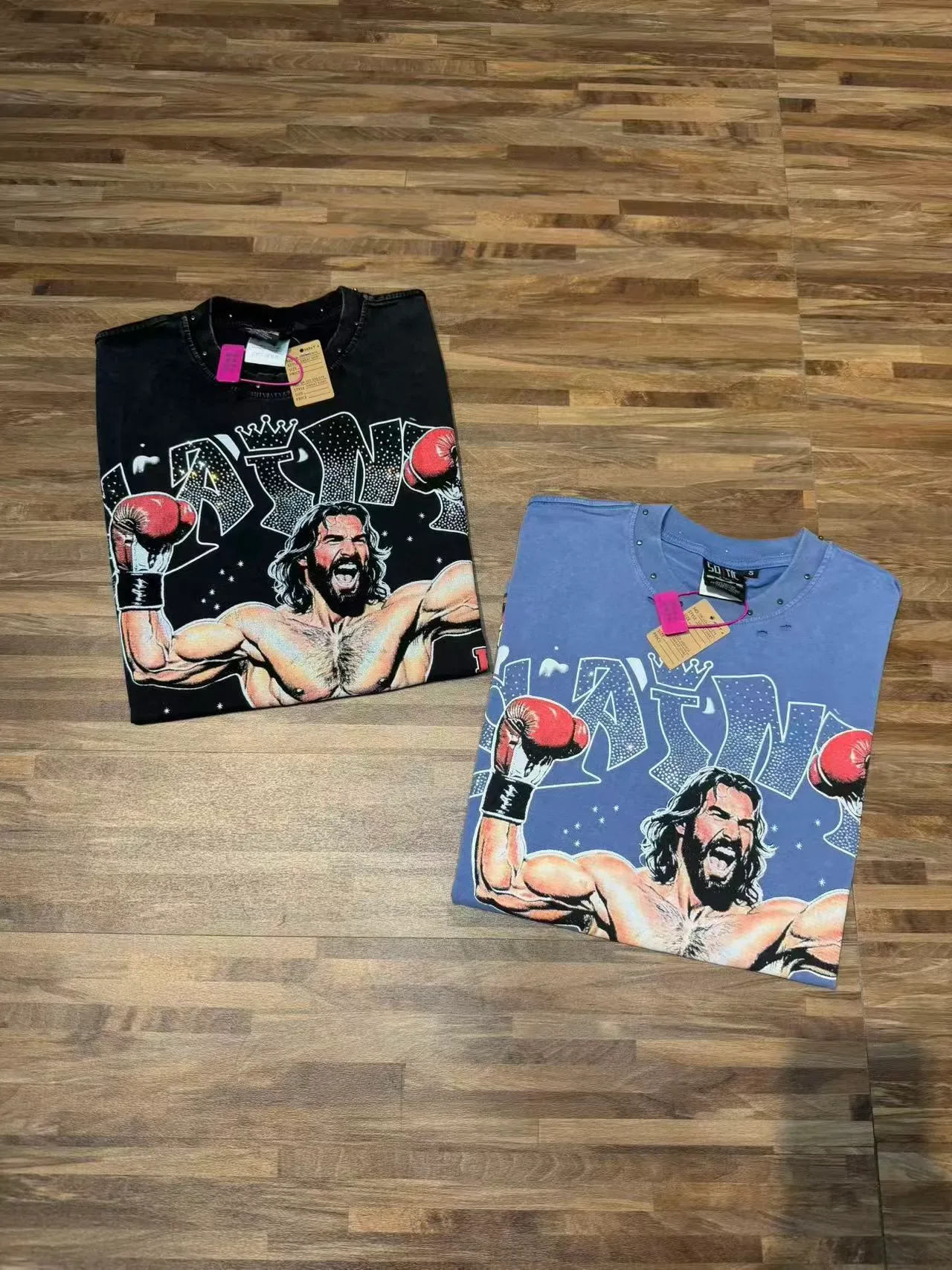 Graphic Boxing Print Distressed T-Shirt 9