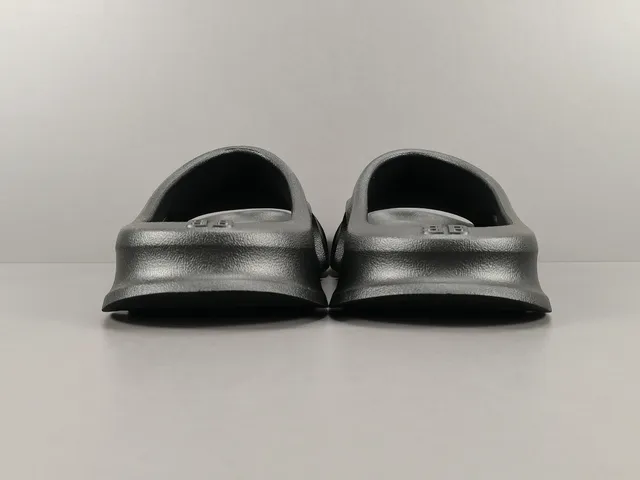 Gray Black Sculpted Monolithic Sole Pebbled Textured Upper Slippers 14