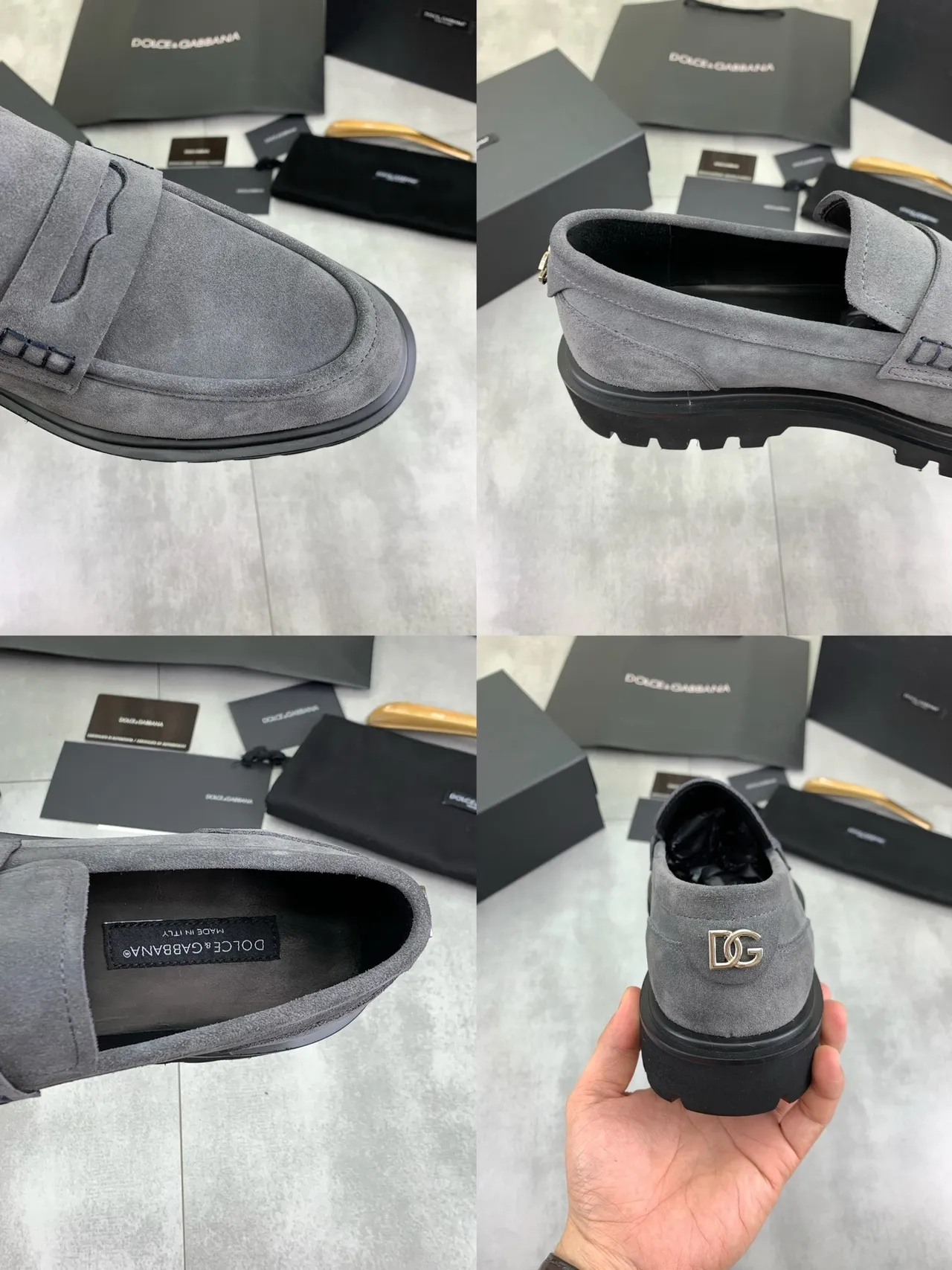 Gray Black Suede Upper Penny Strap Loafer 3