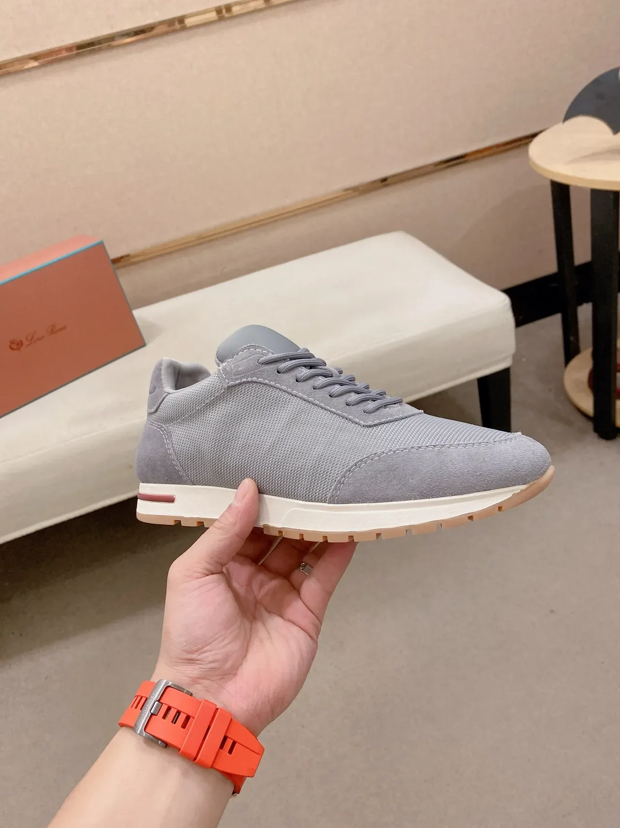 Gray Suede and Mesh Low-Top Lifestyle Sneaker 5