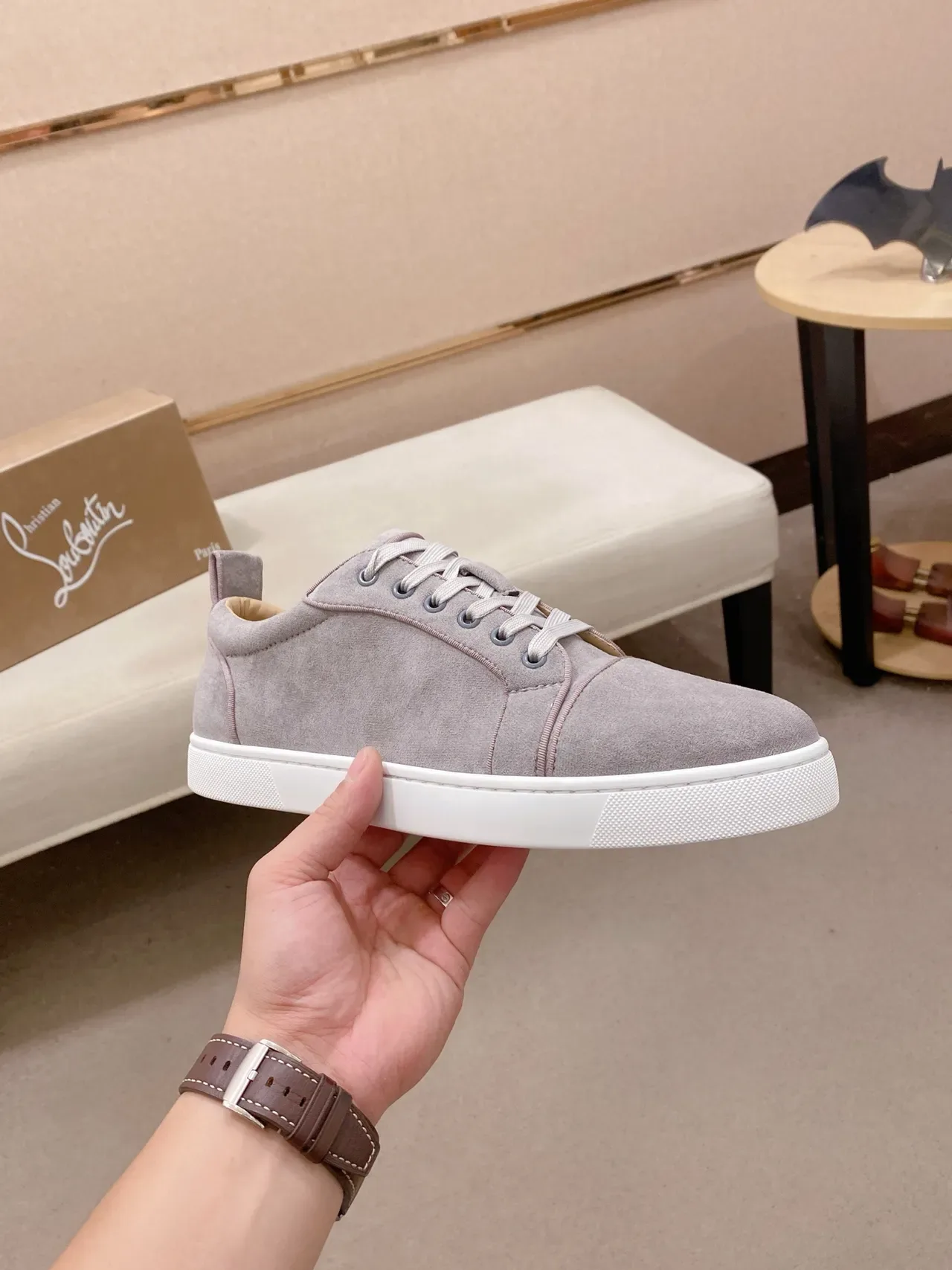 Gray Suede Low-Top Lace-Up Sneaker 4