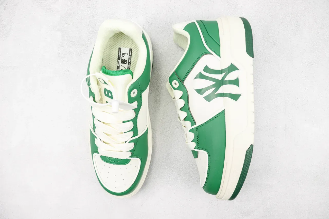 Green and White NY Logo Platform Sneaker 3