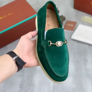 Green Beige Suede Upper Horsebit Hardware Loafer